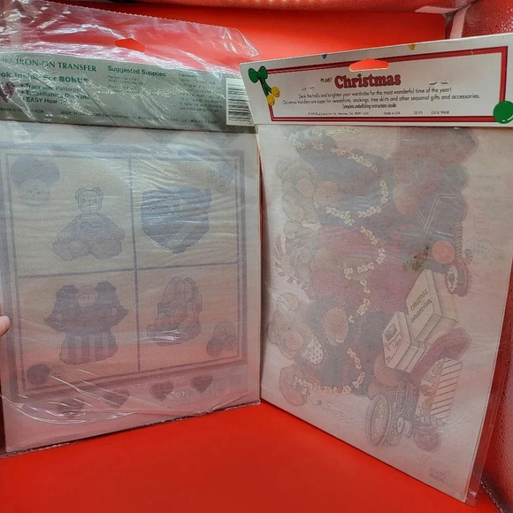Vtg Plaid Iron On Transfer Lot Christmas Americana 57425 57315 New Sealed - Picture 2 of 2